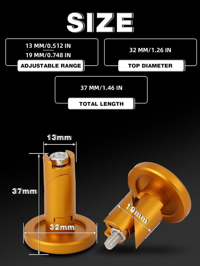 BAOUFF Bar End Plugs,CNC Adjustable 13-19mm Universal for 7/8" 22mm Handlebar for Motorcycle Dirt Pit Street Bike ATV Bicycle Mountain Bike Off Road-Gold - Image 3